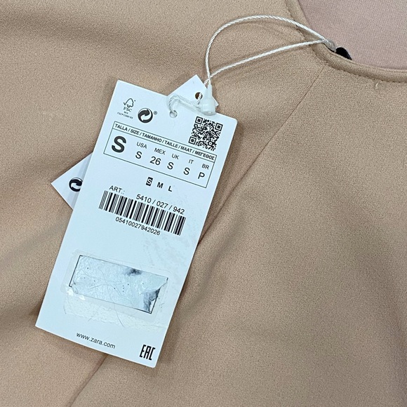 Zara Nude Beige Low Back Long Bodycone Dress Small - Picture 15 of 16